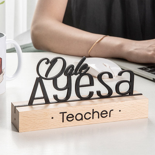 Personalized Wooden Teacher Name Sign Desk Nameplate Teacher Appreciation Gift Office Gift for Teacher Principal