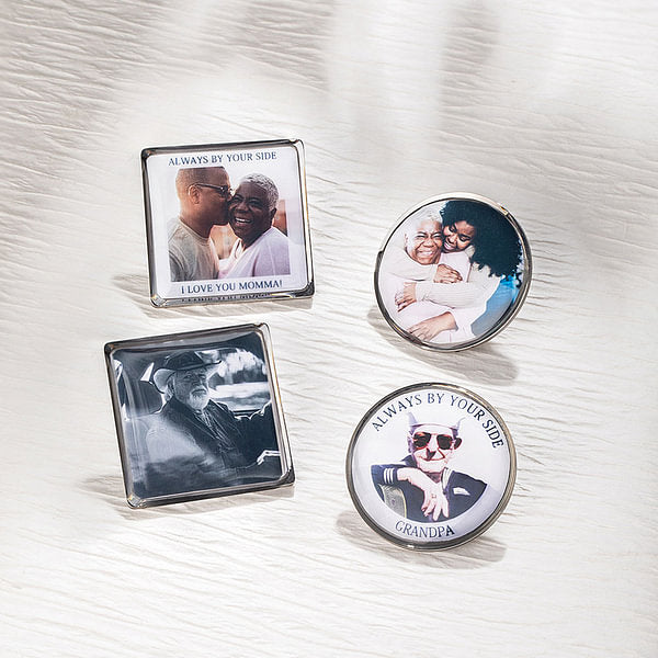 Personalized Always By Your Side Lapel Pin with Text and Photo Memorial Wedding Graduation Ceremony Gift