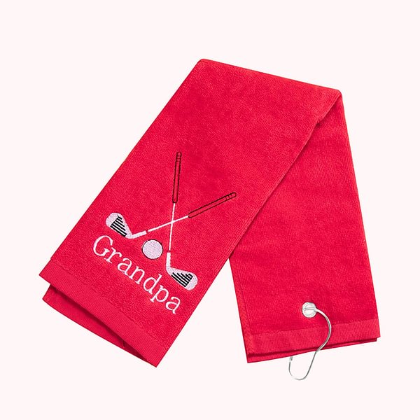 Personalized Colorful Embroidered Name Golf Towel with Clip Christmas Retirement Golf Accessories Gift for Men Women Golf Fans