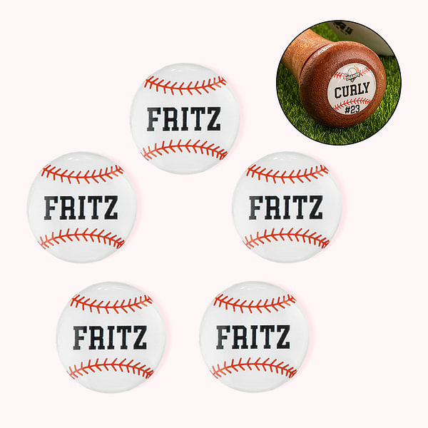 Personalized Set of 5 3D Bat Knob Decal Stickers with Name Number and Logo Baseball Gifts for Sports Players Lovers