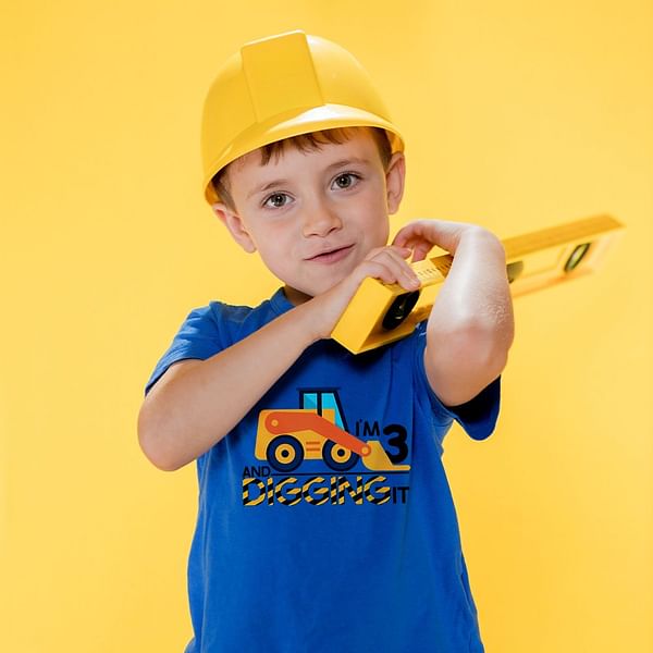 Personalized I'm 2 and Digging It Construction Vehicle Boy T-Shirt