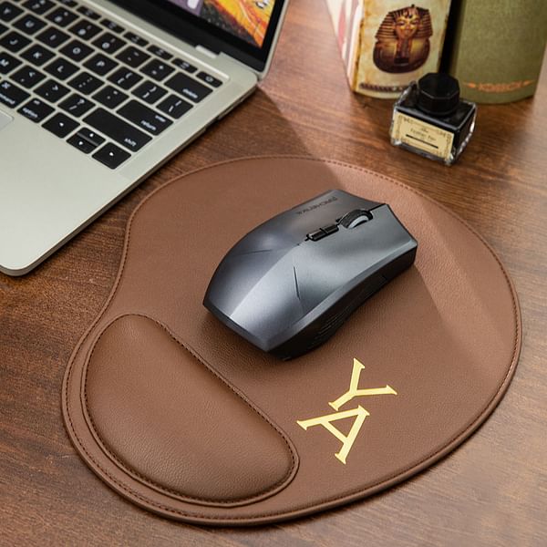 Personalized Leather Mouse Pad with Wrist Rest