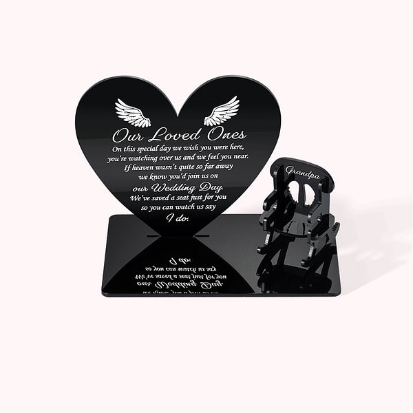 Custom Table Top Plaque centerpiece with Empty Chairs