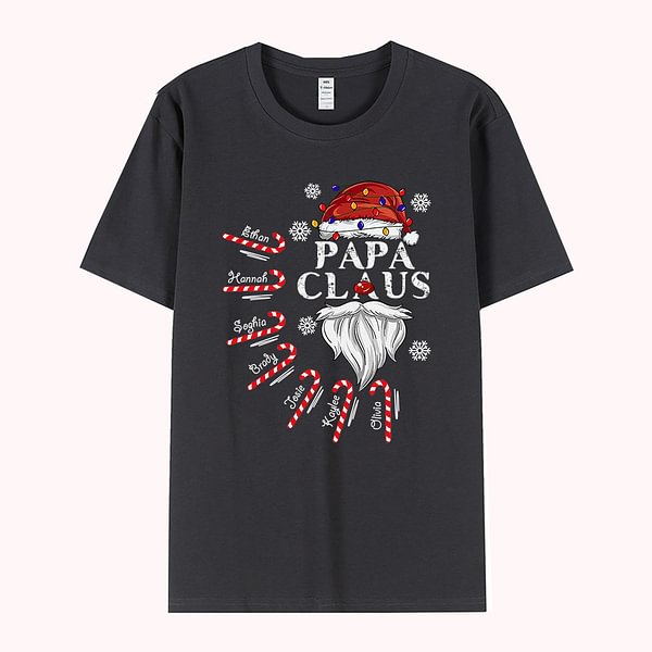 Personalized Papa Claus Christmas Shirt with Candy Cane and Names