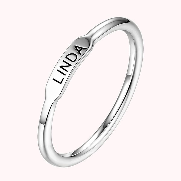 Stackable Rings with Customized Names or Initials In Silver