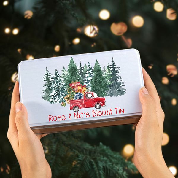 Personalized Metal Christmas Truck Biscuit Tin