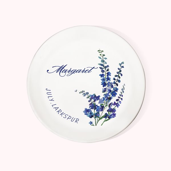 Personalized Birth Flower Floral Ring Jewelry Dish Gift for Her