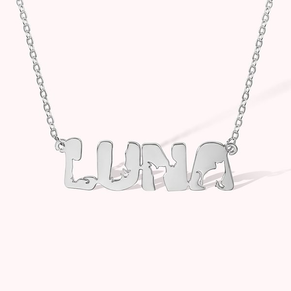 Personalized Adorable Cat Name Necklace