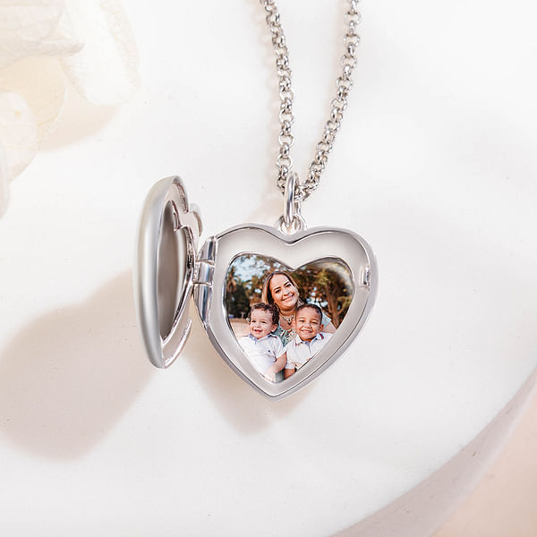 Heart Photo Locket Engravable Necklace