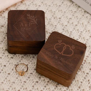 Personalized Engraving Wooden Ring Box,Proposal Engagement Ring Box,Wedding Ring Bearer,Anniversary Gift,Engrave Ring Box,Valentine's Day