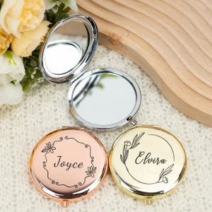 Engraved Compact Mirror, Personalized Pocket Mirror with Name, Bridesmaid Gift, Mirror for Her/BFF, Wedding Party Favors,Women Birthday Gift