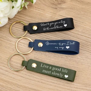 Custom Text Leather Key Chain, Leather Key Ring for Wife, Personalised Keychain for Women, Anniversary Gift,Declaration of Love Gift for Her