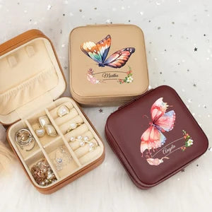 Personalised Jewellery Box, Travel Jewelry Box with Butterfly, Butterfly Box with Name for Women, Birthday Gift for Daughter,Butterfly Lover