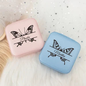 Birth Butterfly Jewelry Box, Personalized Butterfly Jewelry Case for Girl, Travel Jewelry Box Gift for Women, Butterfly Lover Gift, Birthday