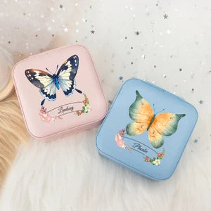 Colorful Butterfly Jewelry Box, Personalized Travel Jewelry Organizer, Birthday Gift for Daughter Sister, Wedding Bridesmaid Jewelry Box