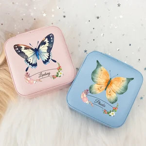 Custom Colorful Butterfly Jewelry Box, Butterfly Travel Jewelry Case for Girl, Birthday Gift for Daughter Niece Granddaughter, Wedding Gift