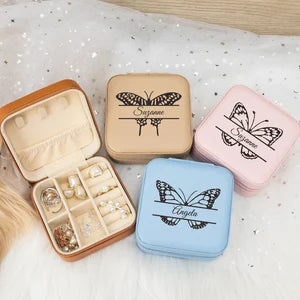 Birth Butterfly Jewelry Box, Personalized Butterfly Jewelry Case for Girl, Travel Jewelry Box Gift for Women, Butterfly Lover Gift, Birthday